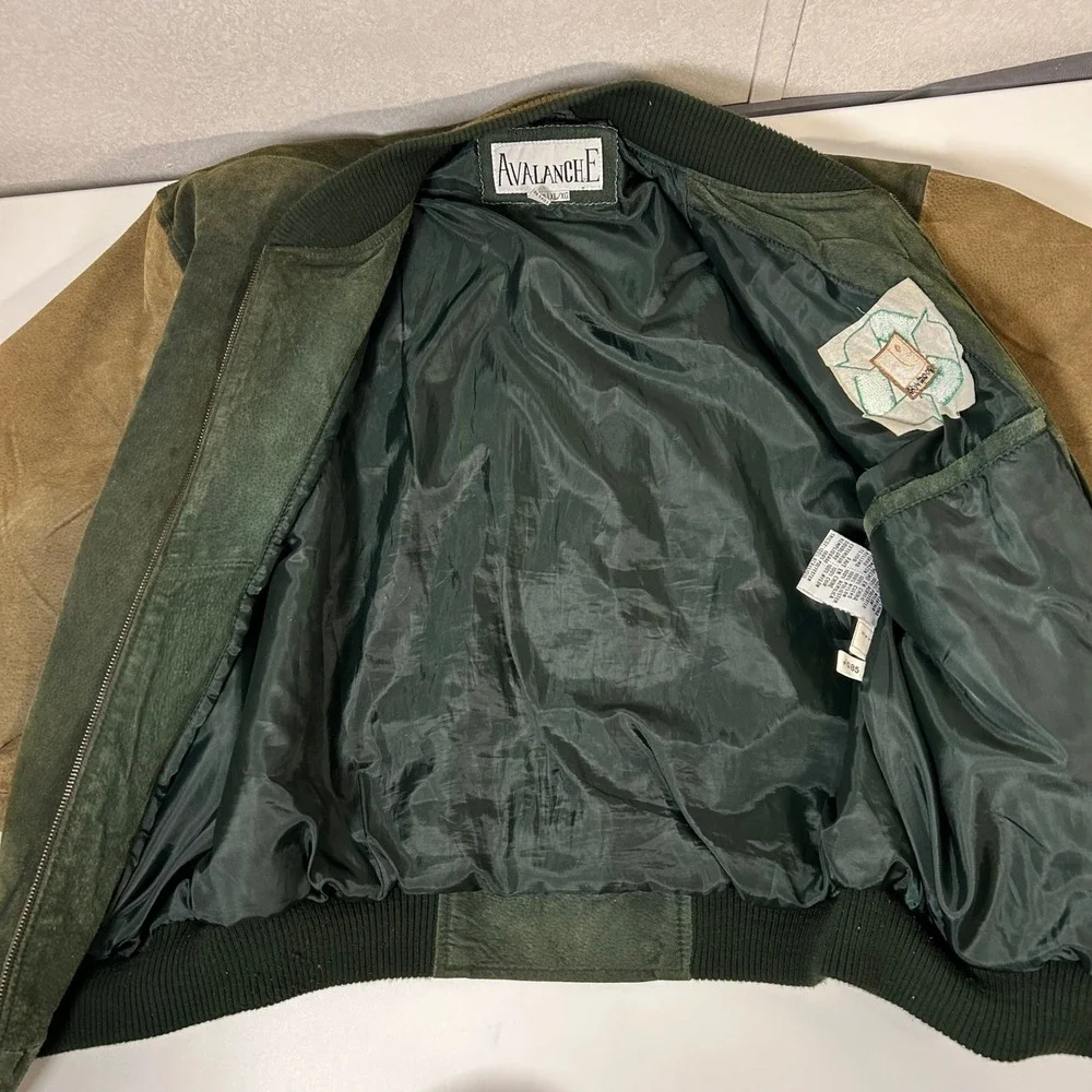 genuine suede preppy‎ tan green bomber varsity jacket avalanche size xl